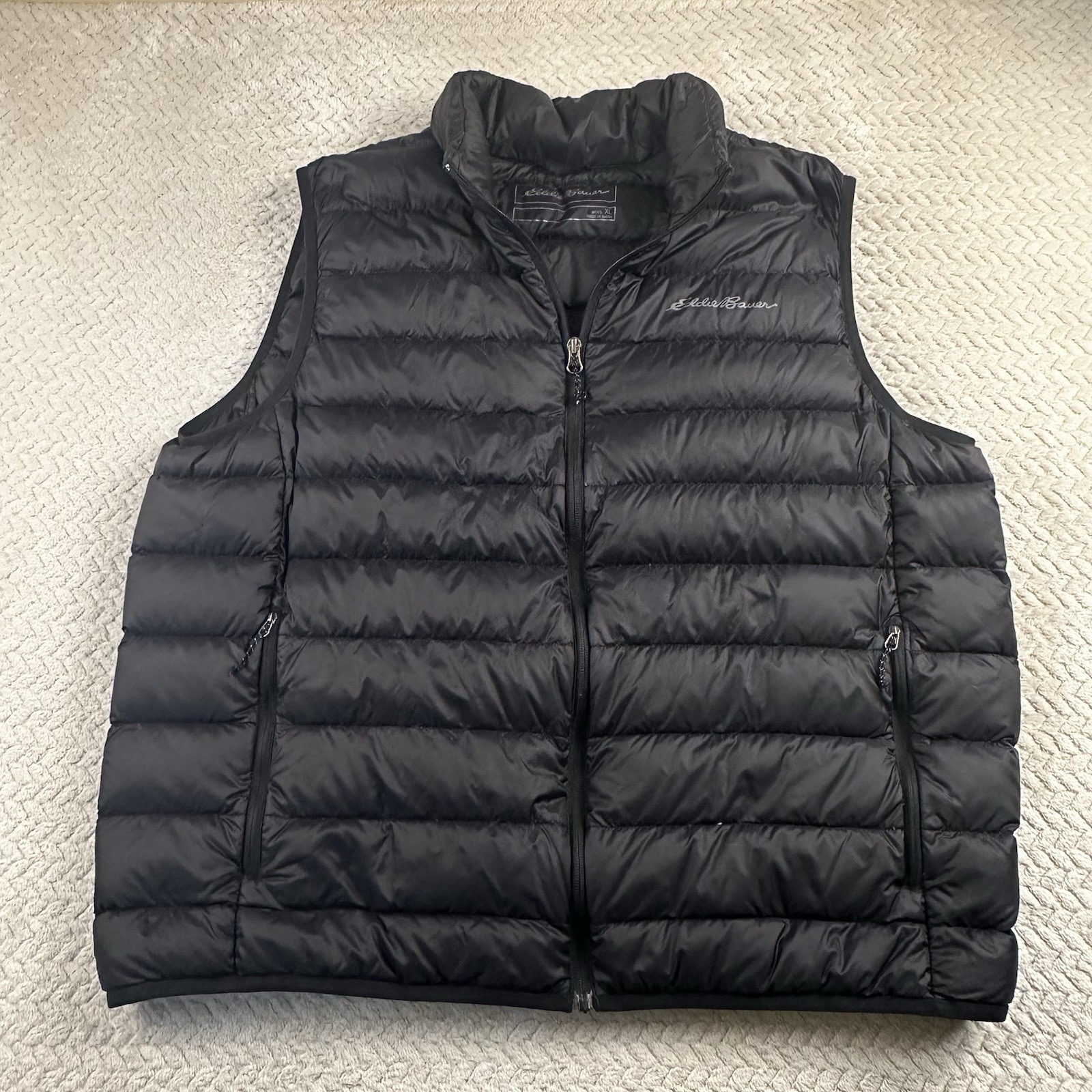 Eddie Bauer Puffer Vest Down Feather Black Men's Xl Warm Eb650